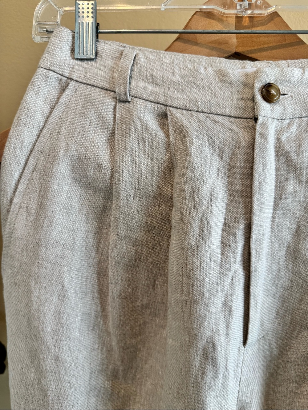 Reformation Mason Linen High Rise Wide Leg Pleated Pant Beige Women 2 Like New - Picture 7 of 16